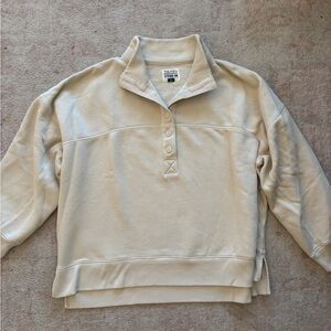American Eagle Cream Quarter-Button Pullover